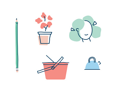 Linework Exploration 2 faces home icons illustration