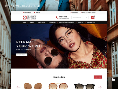 Designer optics ecommerce graphic design shopify ui design user experience design