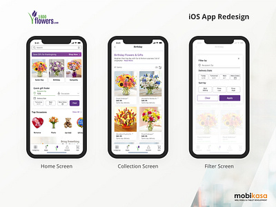 1800Flowers iOS Redisgn add ons calendar cart collection screen deals filter home screen illustration ios mobile app nikki order payment products shipping tracking ui ux vinny voice assistant