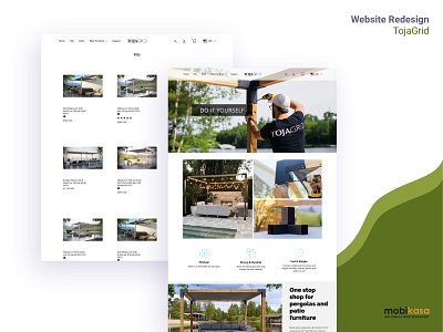 TOJA Grid graphic design home screen illustration mobikasa modular pergola system shopify ui design uidesign website redesign