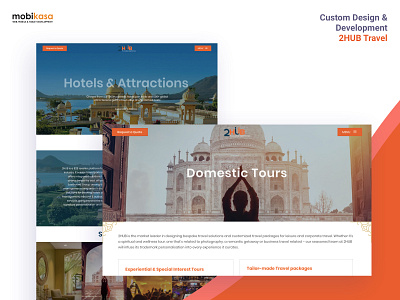2HUB Travel design home screen logo mobikasa responsive web design typography ui website design
