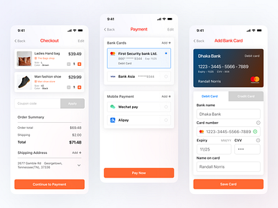 E-Commerce mobile apps Bank / Credit Card Checkout apps design apps payment system apps ui checkout page creative credit card checkout figma design ibrahim mahbub mobile apps design payment payment design product design ui user experiance design user interface ux