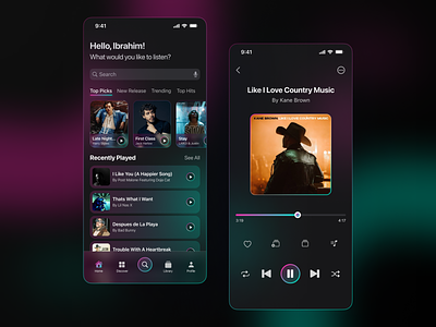 Music player mobile app UI design