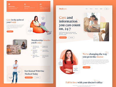 Medicare - Medical Website Landing Page Concept clean ui concept doctor doctor appointment fitness graphic design healthcare homepage hospital landing page medical medicare medicine trendy typography ui web design website