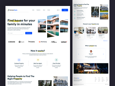 HomeEyes - Real Estate Landing Page 💥 apartment design graphic design homepage house landing page properties property website real estate real estate agency real estate website residence trendy ui ux web header web page website