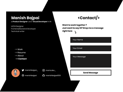 Portfolio Web Design | Contact Page app dailyui minimal portfolio trend2020 uidesign uxdesign web
