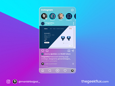 Instagram UI design redesign app design application design glass effect glassmorphism glassui instagram instagram app instagram post minimal uidesign uiux webdesign