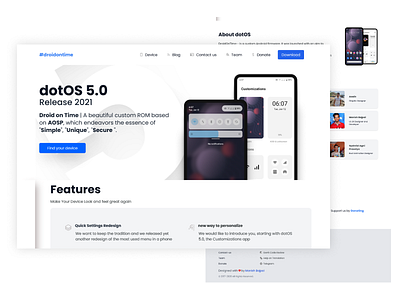 droidontime Custom ROM website Redesign and Development agency colors dailyui design dotos droidontime landing landingpage minimalist open source project website rom sleak typedesign ui ux