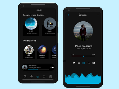 Moojik App UI dark mode app art branding design flat minimalistic music app ui ux web