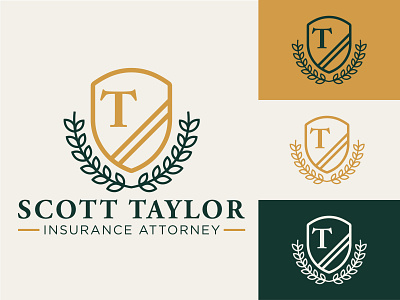 Scott Taylor Insurance Attorney Logo branding crest identity illustrator insurance law law firm logo minimal oregon shield taylor typography vector