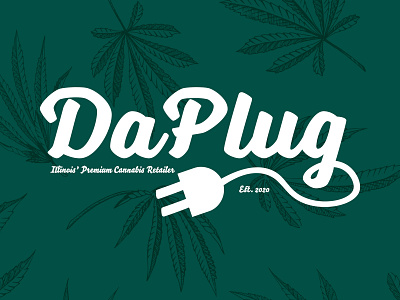 DaPlug branding cannabis cannabis branding cannabis design cannabis logo daplug daplug design dispensary flat green illinois illustrator lettering logo minimal plug typography
