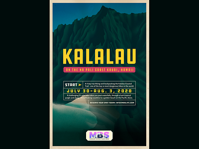 Kalalau Trail Poster MBS adobe illustrator art direction illustration illustration design logo illustration logotype outdoors outdoorsy poster art procreate retro design typographic vector