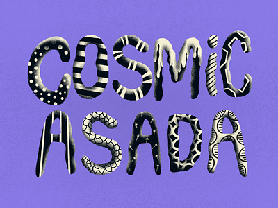Cosmic Asada bright color combinations cosmic font design handlettering illustration optical illusion pattern art procreate psychedelic retrosupplyco