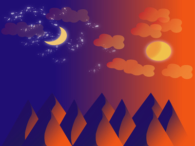 Night and day, Moon and Sun illustration digital illustration gradient landscape illustration landscape adobe illustrator vector illustration vectorart illustration ui design illustrator graphicdesign vector