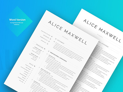 Free Two Page Resume and Matching Cover Letter branding cover letter curriculum vitae cv cv template design doc doc template free free cv template free resume template freebie freebies minimal resume word word resume