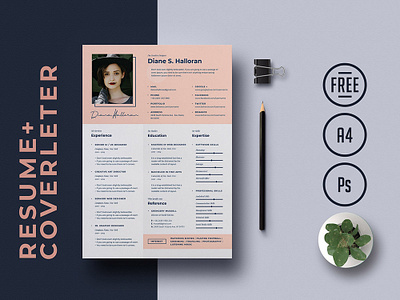 Free PSD Resume Template + Cover Letter branding cover letter curriculum vitae cv cv template design free free cv template free resume template freebie freebies psd resume