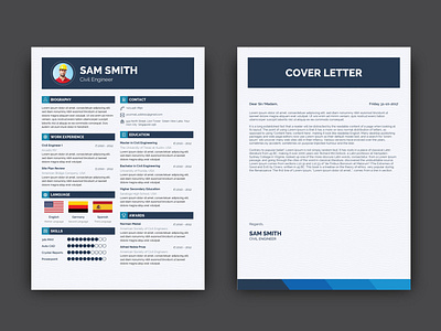 Free Engineer Resume Template with Cover Letter branding cover letter curriculum vitae cv cv template design free cv template free resume template freebie freebies resume