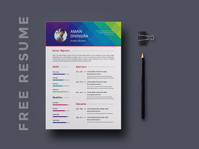 Free Stylish Resume and Cover Letter Template curriculum vitae cv cv template design free free cv template free resume template freebie freebies resume