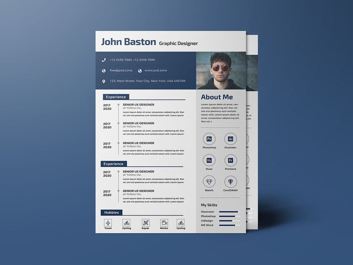 Free Designer Resume PSD Template by Julian Ma on Dribbble