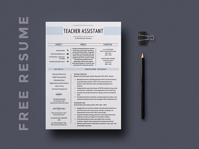 Free Teacher Assistant Resume Template curriculum vitae cv cv template design free cv template free resume template freebie freebies resume word resume