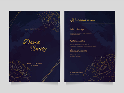 Wedding invitation and menu design illustration vector wedding wedding card wedding invitation wedding invite