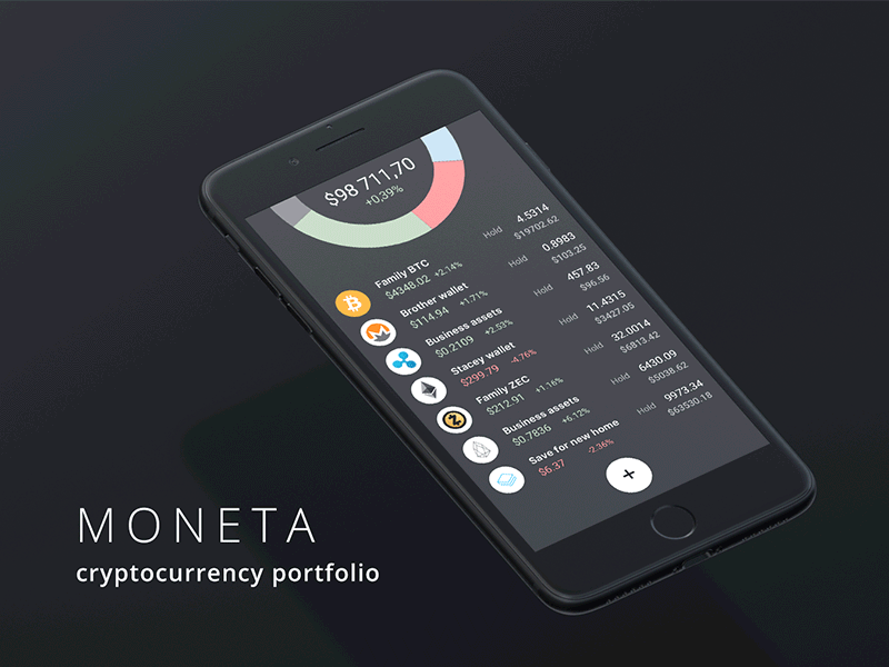 Moneta - Cryptocurrency Portfolio App - Main Screen app design interface ios iphone mobile sketch ui ux