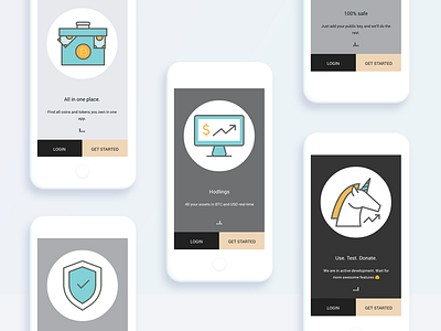 Moneta - Cryptocurrency Portfolio App - Welcome Screens app design interface ios iphone mobile sketch ui ux