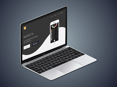 Moneta - Cryptocurrency Portfolio App - Website Header design header interface landing macbook sketch ui ux