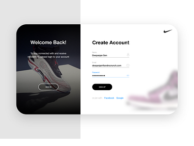 Nike - Sign Up Page UI/UX dailyui dailyuichallenge log in ui ux nike landing page sign up ui ui ux web design