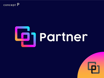 Concept P color p latter p line art logo p logo p logo concept partner logo partnership logo