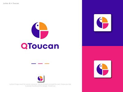 Letter Q + Toucan app logo big lips bird beak logo branding colorful logo combination logo creative concept latter q letter toucan modern q modern toucan mouth bird q toucan simple design toucan q toucan logo unique logo