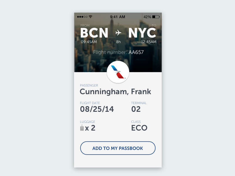 Boarding Ticket ui flight ticket boarding pass app white ios airport card info