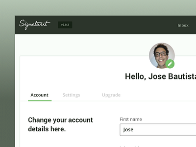 Dashboard - Account settings