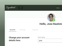 Dashboard - Account settings