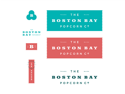 Boston Bay Popcorn Co. branding custom type flat geometric logo