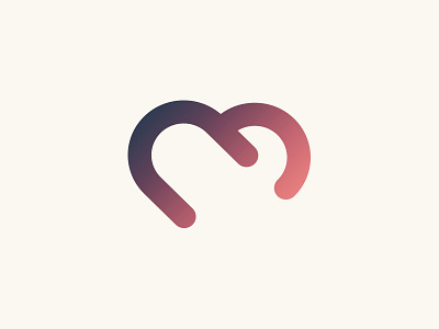 Heart heart logo minimal reduced shape signet