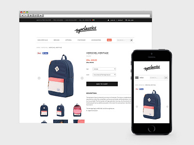 upclassics.com ecommerce fashion middle east online shop responsive screendesign street wear webdesign