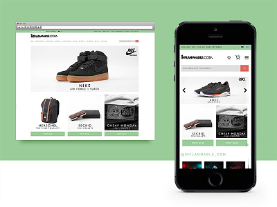 inflammable.com ecommerce fashion mobile responsive screendesign sneaker webdesign