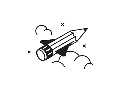 Pencil Rocket 🚀 clouds isometric pencil rocket