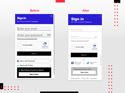 Bloomberg Log In dialog redesign