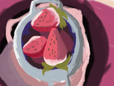 red assignment fruit illustration painting school