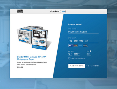 Daily UI 002 - Checkout Page (Dunder Mifflin - The Office) checkout checkout flow checkout form checkout page checkout process credit card credit card checkout daily ui dailyui dailyui 002 dailyui002 dailyuichallenge dunder mufflin the office