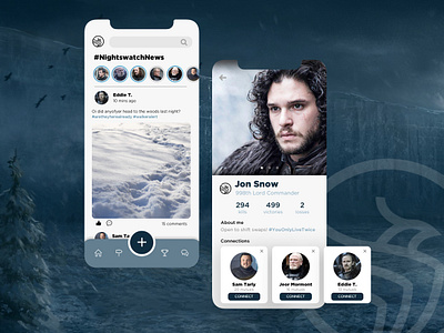 The Night's Watch Brotherhood (Social Profile) app app design dailyui game of thrones graphic design profile social media social profile ui ux