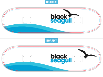 Goofy Footed Remix black seagull deck skateboard
