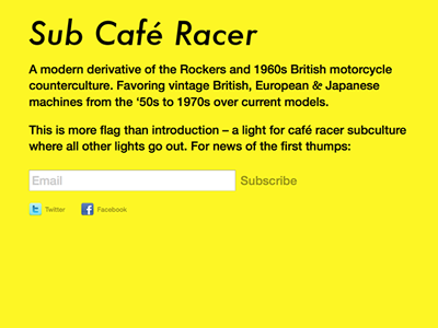 "Sub Café Racer" Launch Teaser ampersand launch sub café racer yellow