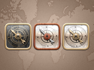 Compass black brown compass gold icon icons ios ipad iphone ipod maps tetra theme themes white