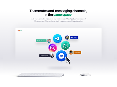 Collaborative Chat Features chat chat app collaborative customer support feature landing page minimal social web design