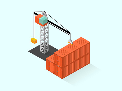 Branding - Unit Building container illustration isometric logo