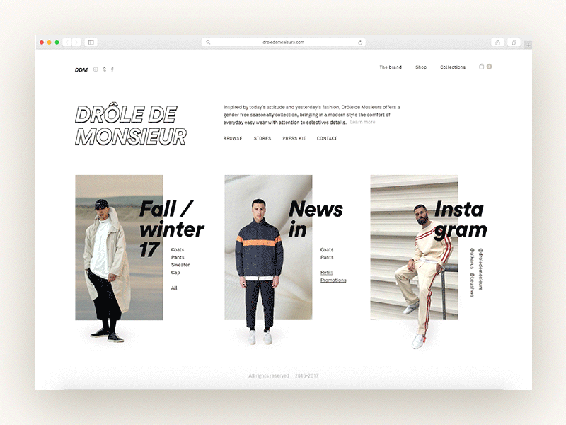 Drôle de Monsieur clothes fashion loading prototype web