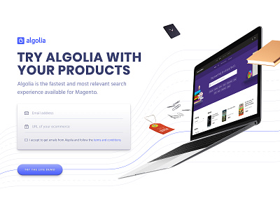 Algolia for Ecommerce ecommerce header hero header magento product design products search shopify webdesign
